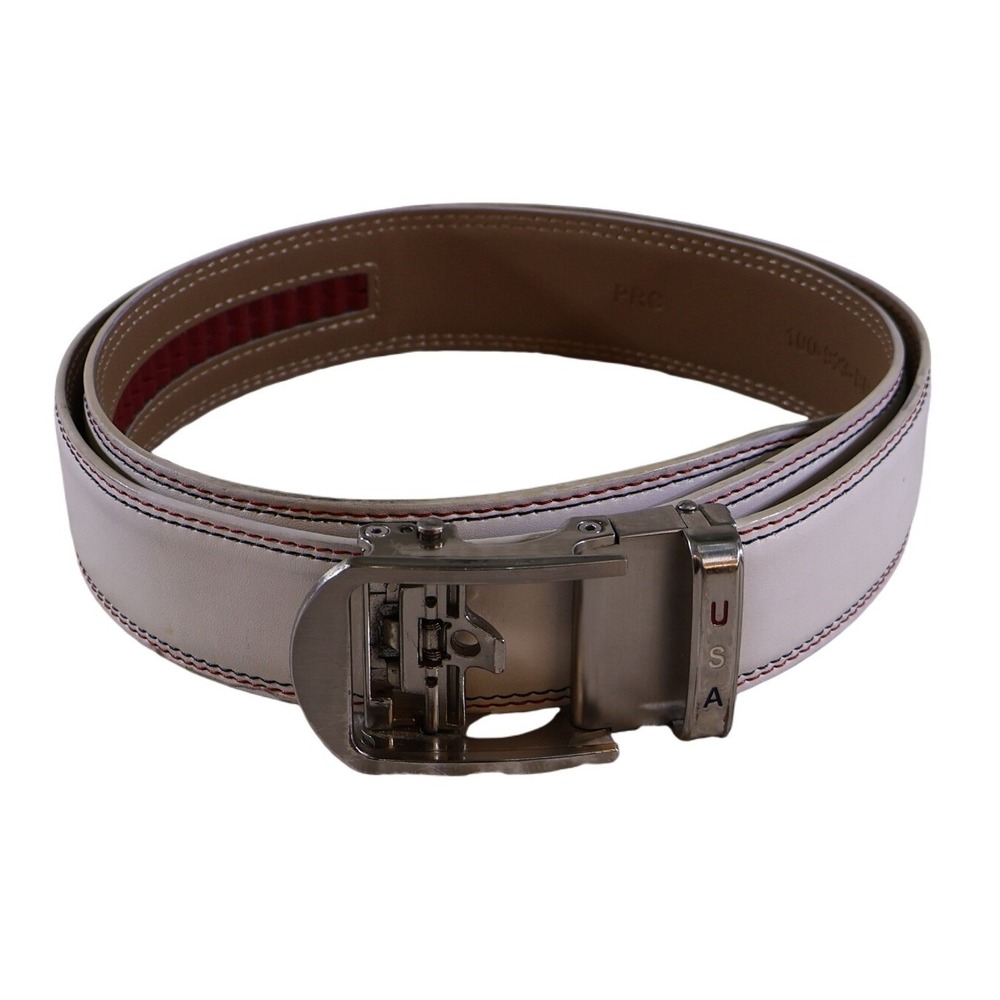Nexbelt Mens 32 Ratchet Belt White Leather USA Buckle 100-923-BP-06-20-W